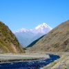 Blick auf den Berg Kasbek, mit 5033 Metern einer der schönsten Berge des Landes