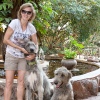 Gastgeberin Gabi mit zwei ihrer Hunde